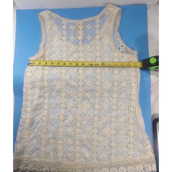 Johnny Was Top Carden Tank White / Ivory Floral Eyelet Rayon Top - Size … - Picture 7 of 7